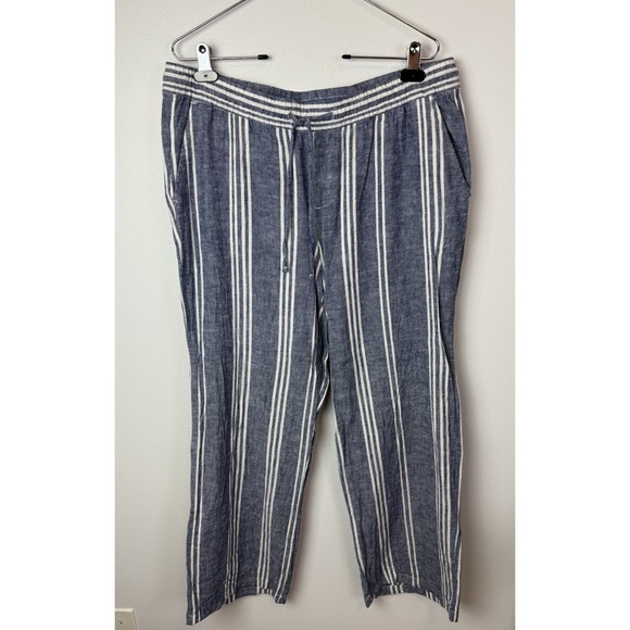 Old Navy Pants - Old Navy Blue/White Striped Wide Leg Pants Women's Sz Large Casual Summer